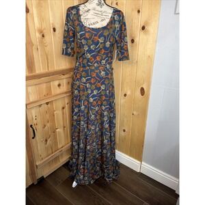 LuLaRoe Ana Maxi Dress Size Medium Blue Navy With Palm Trees New With Tags